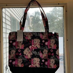 🖤 Betty Boop Tote Bag – Official Merchandise – Pink & Black Cartoon Print